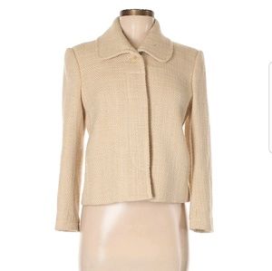 Theory cream virgin wool blend button down blazer